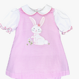 Pink Seersucker Dress w/ Bunny Applique