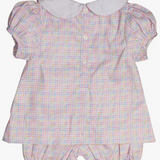 Rainbow Plaid Bloomer Set with Bunny Pockets