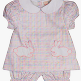 Rainbow Plaid Bloomer Set with Bunny Pockets