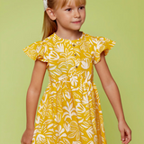 Mustard Tropical Print Dress