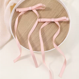 Satin Ribbon Long Bow Clip - Color Options