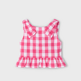 Girl Peplum Top Pink Gingham