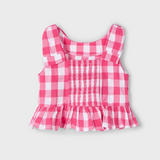Girl Peplum Top Pink Gingham