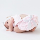 Pink Seersucker Ric Rac Swing Top & Ruffle Bloomer Set
