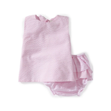 Seersucker Gingham Pink Pinafore Set