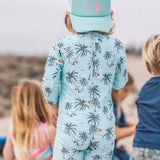 Shorebreak Long Sleeve Baby Surf Suit - Palm Trees (beach glass)