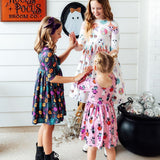 Skeleton Web 3/4 Sleeve Pocket Twirl Dress