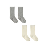 Sock Set I Ivory and Dusty Blue