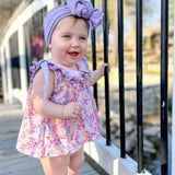 Floral Bow Ruffle Girl Bloomer Set