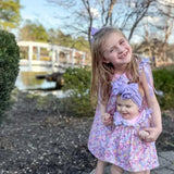 Floral Bow Ruffle Girl Bloomer Set
