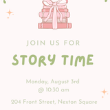 Story Time Monday August 3rd at 10:30am