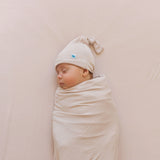 Stretch Knit Swaddle + Hat | Soft Blush