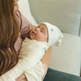 Stretch Knit Swaddle + Hat | White Set