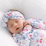 Knotted Baby Gown Hat and Headband Set - Bloom