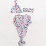 Knotted Baby Gown Hat and Headband Set - Bloom