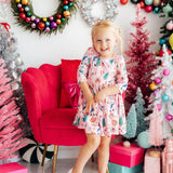 Sugarplum Fairy 3/4 Sleeve Pocket Twirl Dress