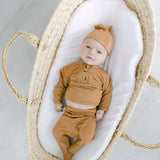 Top + Bottom Outfit & Hat Set - Camel