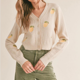 Tween Esme Embroidered Lemon Cardigan