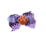 Gingham Print With Badge Bow- Clemson