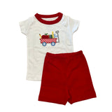 School Wagon Applique Short Set