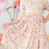 Pretty Peachy 3/4 Sleeve Pocket Twirl Dress