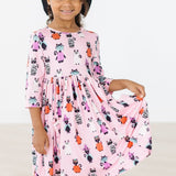 Purr-fectly Spooky 3/4 Sleeve Pocket Twirl Dress