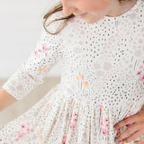 SALE Whimsical Wildflowers 3/4 Sleeve Pocket Twirl Dress