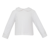 Long Sleeve Knit White Peter Pan Shirt