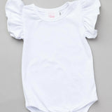 White Sleeveless Flutter Bodysuit