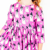 Witches Boo 3/4 Sleeve Pocket Twirl Dress