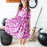 Witches Boo 3/4 Sleeve Pocket Twirl Dress
