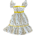 Flutter Sleeve Tie Back Dress - Yellow Floral