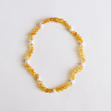 Raw Honey Baltic Amber + Pearl Halo Necklace