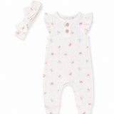 Cream Butterfly Romper with Headband