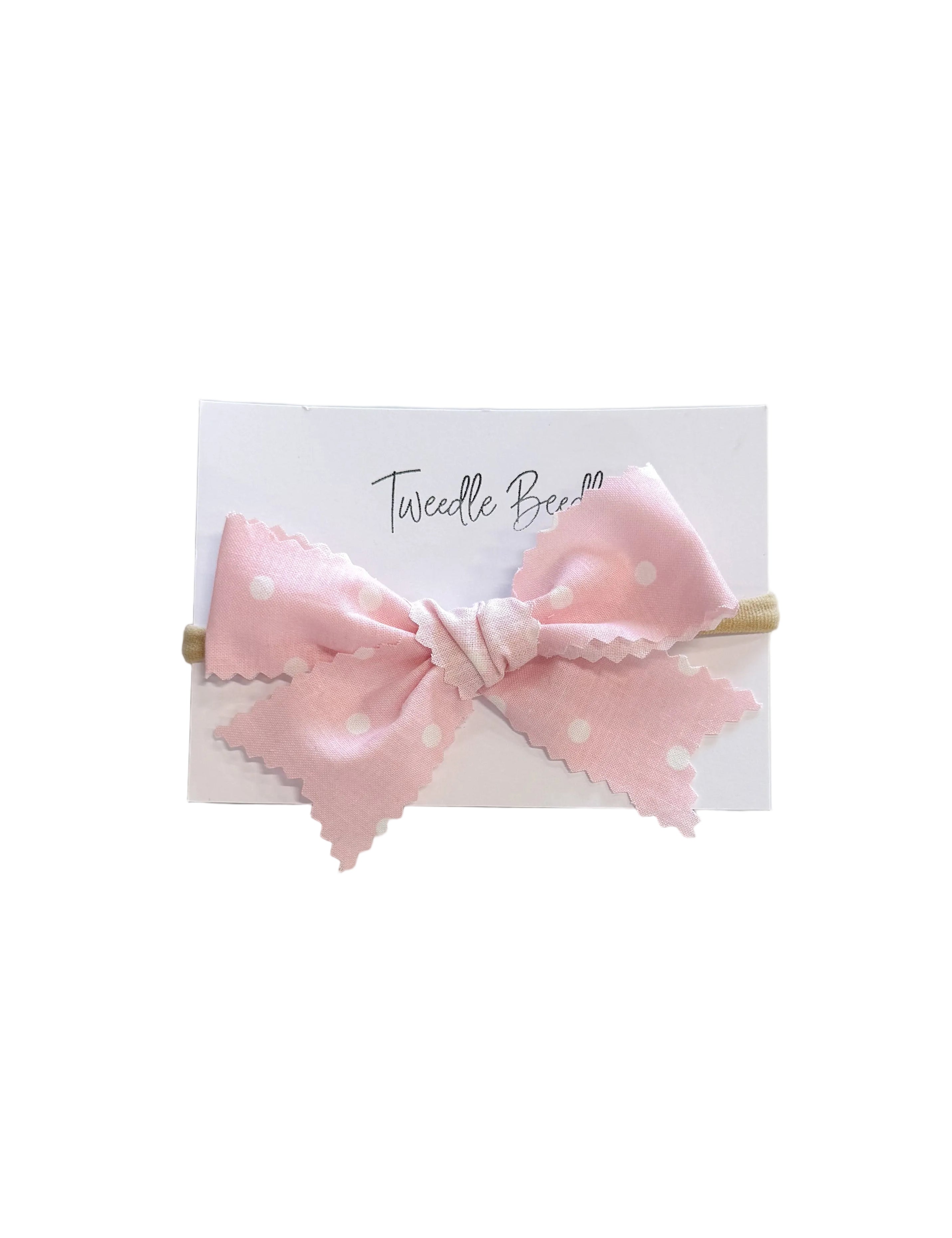 Pink and White Polka Dot Bow Clip or Headband