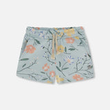 Baby Blue Floral French Terry Short