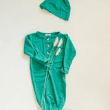 Knotted Baby Gown & Hat Set - Green