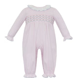 Ellie Smocked Pink Romper with Flowers