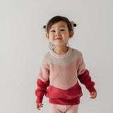 Pink Colorblock Knit Sweater