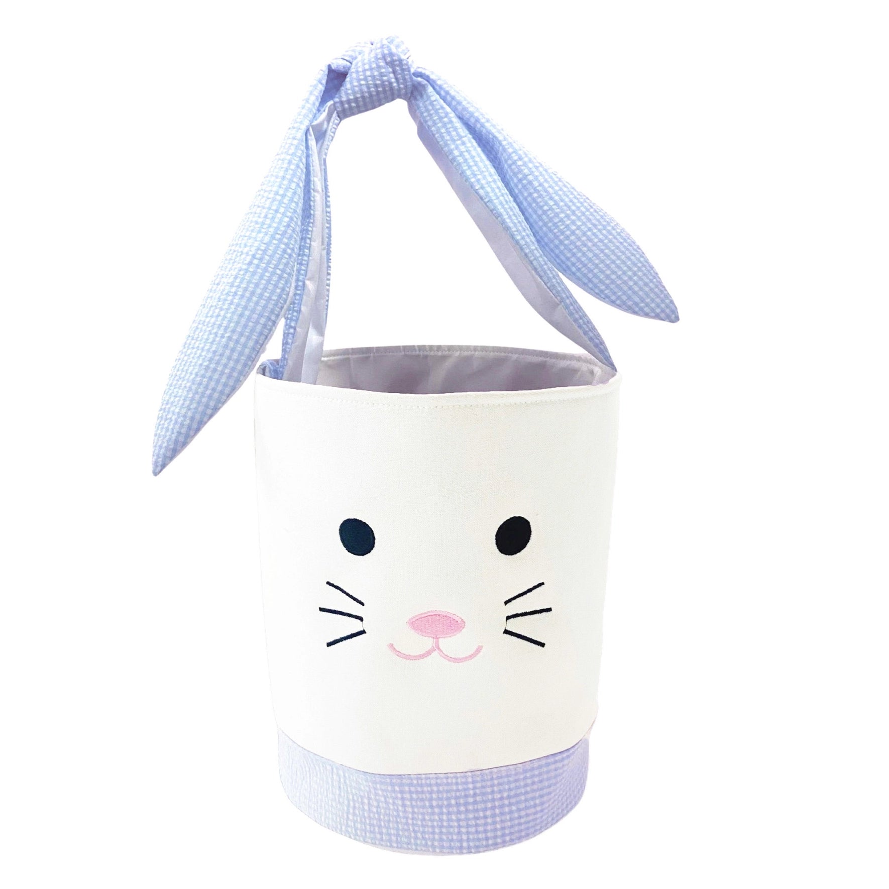 Blue Seersucker Bunny Basket Easter