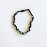 Raw Black Baltic Amber + Raw Turquoise Jasper Necklace