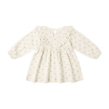 Long Sleeve Ruffle V Dress || Blue Ditsy