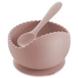 Silicone Suction Bowl & Spoon Set - Wavy Blush