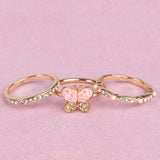 Chic Butterfly Garden Rings Set