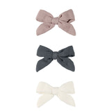 Set of 3 Bows | Indigo, Mauve, Ivory