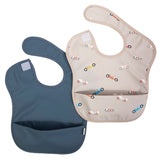 Smock Bib for Baby - 2 Pieces in Cars & Midnight