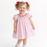 Valentine's Day - Pink Gingham Bishop Smocked Dress