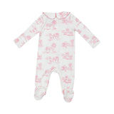 Farm Toile Pink - Smocked Peter Pan Footie