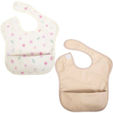 Smock Bib for Baby - 2 Pieces in Flowers & Sand