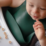 Forest Green Silicone Bib with Crumb Catcher